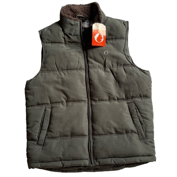 American Outdoorsman Men’s Size Medium Puffer olive green Vest NWT - Picture 1 of 9